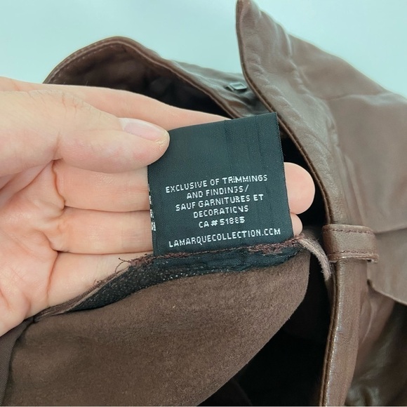 Lamarque Dacia Leather Pant in Chocolate Size 2 - Picture 12 of 15